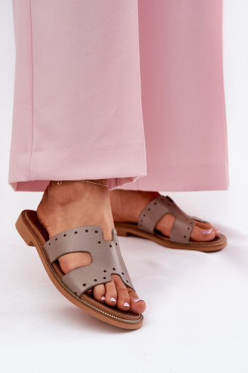 Zazoo 40326 Dames Slippers Met decoratieve uitsparingen beige 2