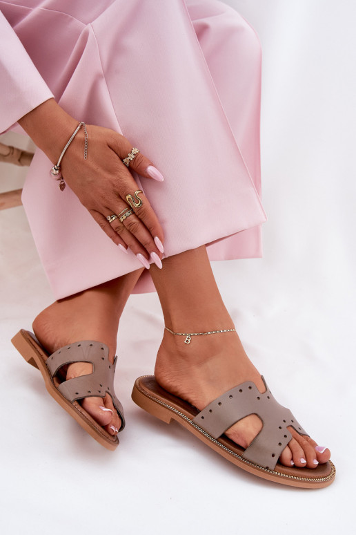 Zazoo 40326 Dames Slippers Met decoratieve uitsparingen beige Zazoo 40326 Dames Slippers Met decoratieve uitsparingen beige