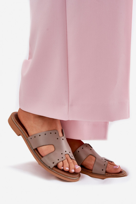 Zazoo 40326 Dames Slippers Met decoratieve uitsparingen beige Zazoo 40326 Dames Slippers Met decoratieve uitsparingen beige