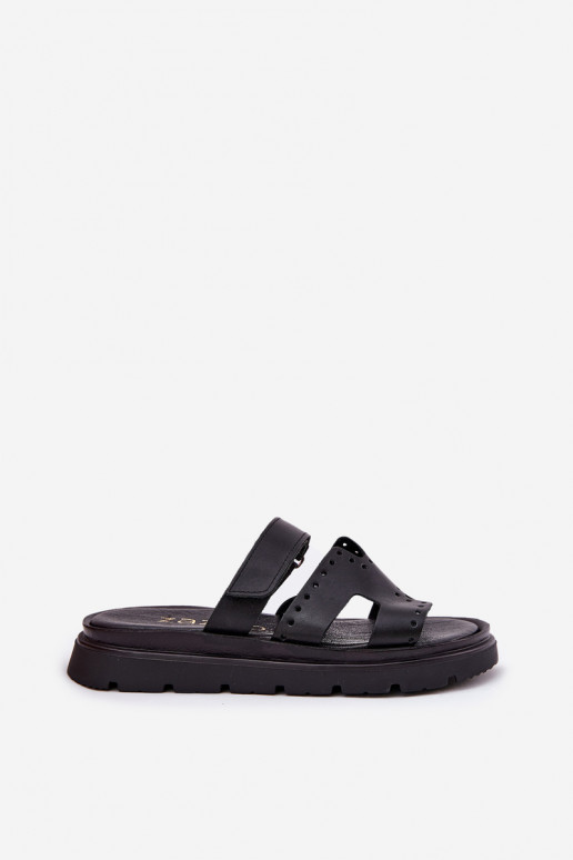 Pantoufles pour femmesActivéturalnej Skóry avec une plateforme Zazoo 40440 couleur noire Pantoufles pour femmesActivéturalnej Skóry avec une plateforme Zazoo 40440 couleur noire