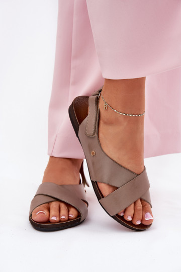 Dames sandalen met zelfklevende bevestigingsmiddelen Zazoo 40141 beige 2