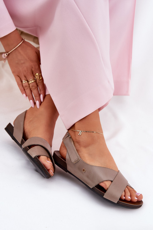 Sandales pour femmes avec attaches adhésives Zazoo 40141 beige