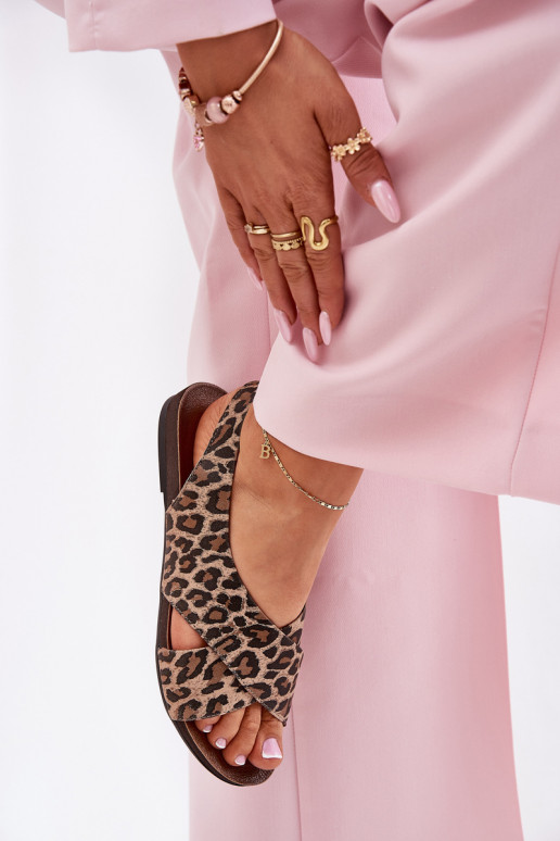 Sandalen Haut Feminin mit Leopardenfellmuster braune Farbe Zazoo 40407 Sandalen Haut Feminin mit Leopardenfellmuster braune Farbe Zazoo 40407