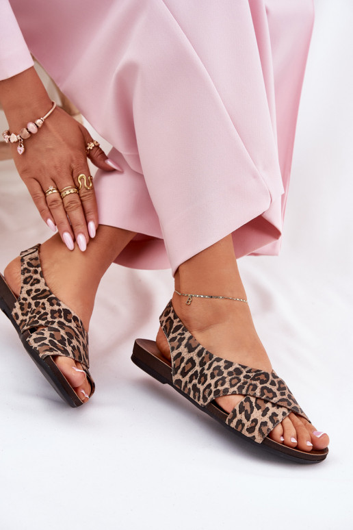 Sandalen Haut Feminin mit Leopardenfellmuster braune Farbe Zazoo 40407 Sandalen Haut Feminin mit Leopardenfellmuster braune Farbe Zazoo 40407