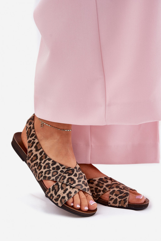 des sandales Peau Féminin avec des motifs en fourrure de léopard marron Zazoo 40407 des sandales Peau Féminin avec des motifs en fourrure de léopard marron Zazoo 40407