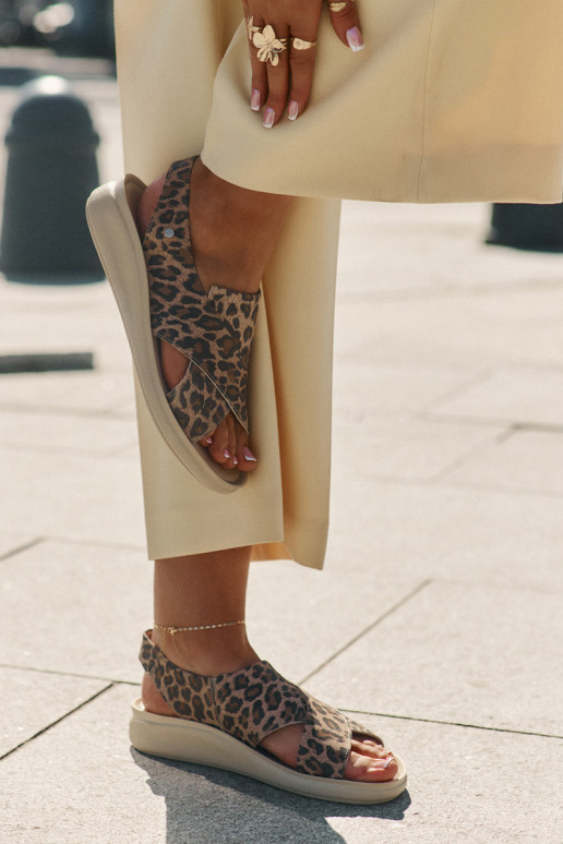 Zazoo 40392 Dames sandalen Dames met luipaardbontpatronen bruine kleur Zazoo 40392 Dames sandalen Dames met luipaardbontpatronen bruine kleur