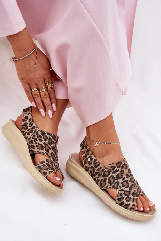 Zazoo 40392 Damensandalen Feminin mit Leopardenfellmuster braune Farbe Zazoo 40392 Damensandalen Feminin mit Leopardenfellmuster braune Farbe