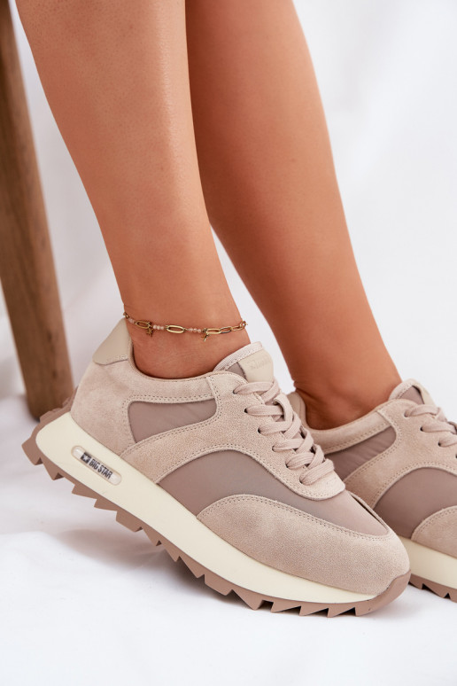 en daim Chaussures modèle baskets avec une plateforme Féminin Big Star RR274897 HI-POLY SYSTEM beige