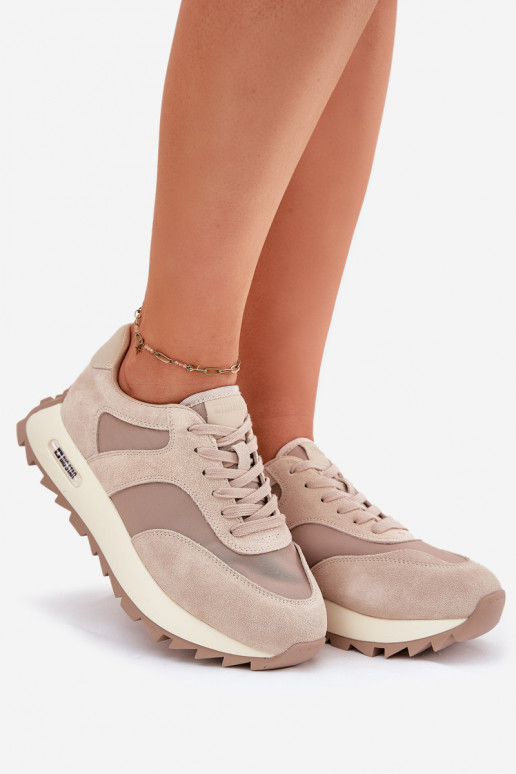 en daim Chaussures modèle baskets avec une plateforme Féminin Big Star RR274897 HI-POLY SYSTEM beige