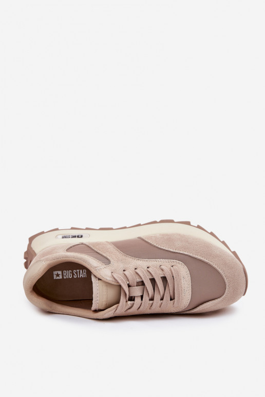 en daim Chaussures modèle baskets avec une plateforme Féminin Big Star RR274897 HI-POLY SYSTEM beige