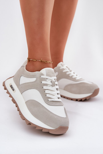van suède Sneakers model schoenen met platform Dames Big Star RR274896 HI-POLY SYSTEM INit-grijs 2
