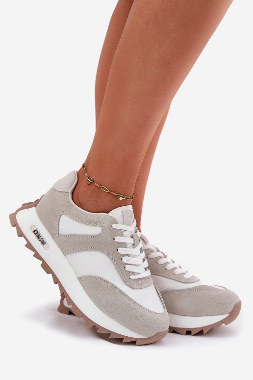 aus INildleder Sneakers Stilvollllschuhe mit einer Plattform Feminin Big Star RR274896 HI-POLY SYSTEM INeiß-graue Farbe aus INildleder Sneakers Stilvollllschuhe mit einer Plattform Feminin Big Star RR274896 HI-POLY SYSTEM INeiß-graue Farbe