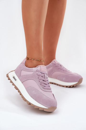 van suède Sneakers model schoenen met platform Dames Big Star RR274900 HI-POLY SYSTEM Paars 2