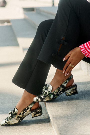 Leer Schoenen met bloemen met linten N6539-44 zInart