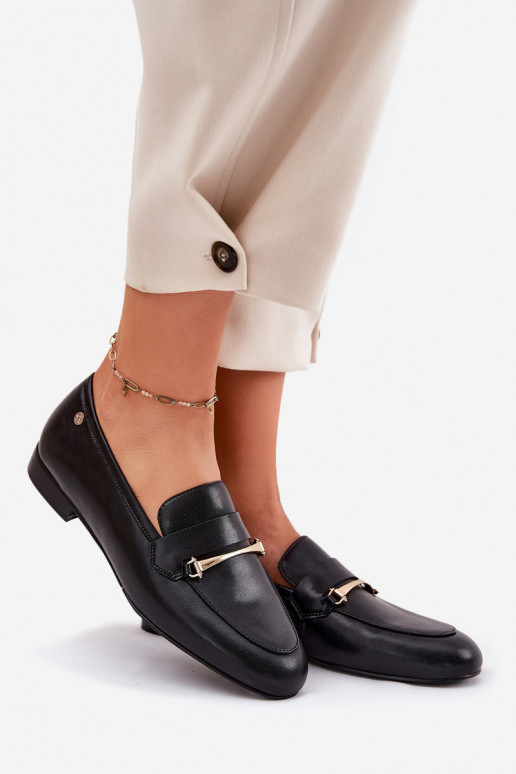 Peau chaussures mocassins pour femmes Il fautciejka K6809-01 couleur noire Peau chaussures mocassins pour femmes Il fautciejka K6809-01 couleur noire