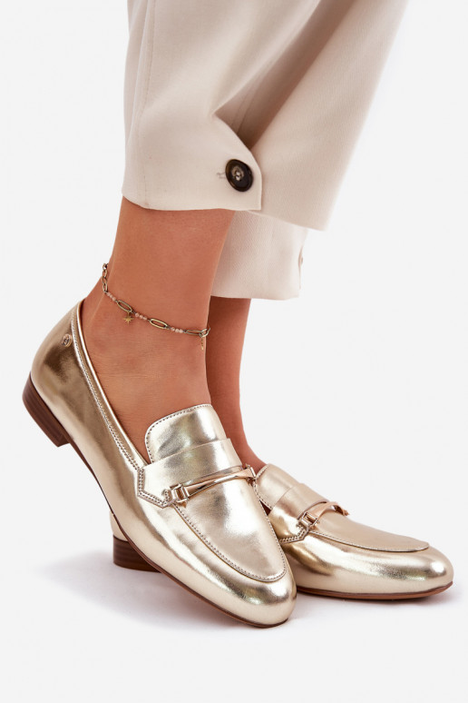 Haut Schuhe Mokassins für Damen Es mussciejka K6809-25 goldene Farbe Haut Schuhe Mokassins für Damen Es mussciejka K6809-25 goldene Farbe