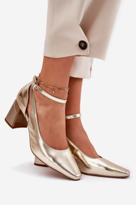 Haut Schuhe mit Absätzen Es mussciejka K6816-25 goldene Farbe Haut Schuhe mit Absätzen Es mussciejka K6816-25 goldene Farbe