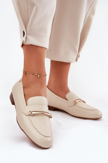 Haut Schuhe Mokassins für Damen Es mussciejka K6809-04 Beige 2