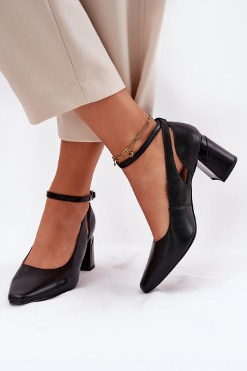 Peau Chaussures avec des talons Il fautciejka K6816-01 couleur noire 2