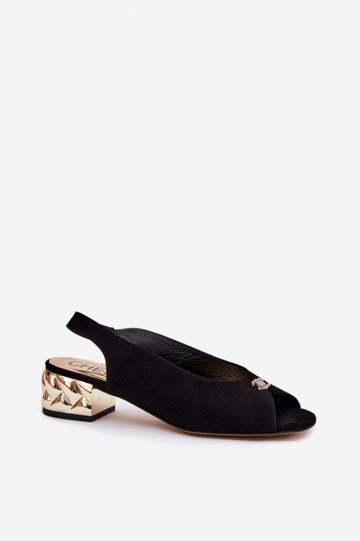 en daim Style élégant Sandales pour femmes CheBello 4724 couleur noire en daim Style élégant Sandales pour femmes CheBello 4724 couleur noire