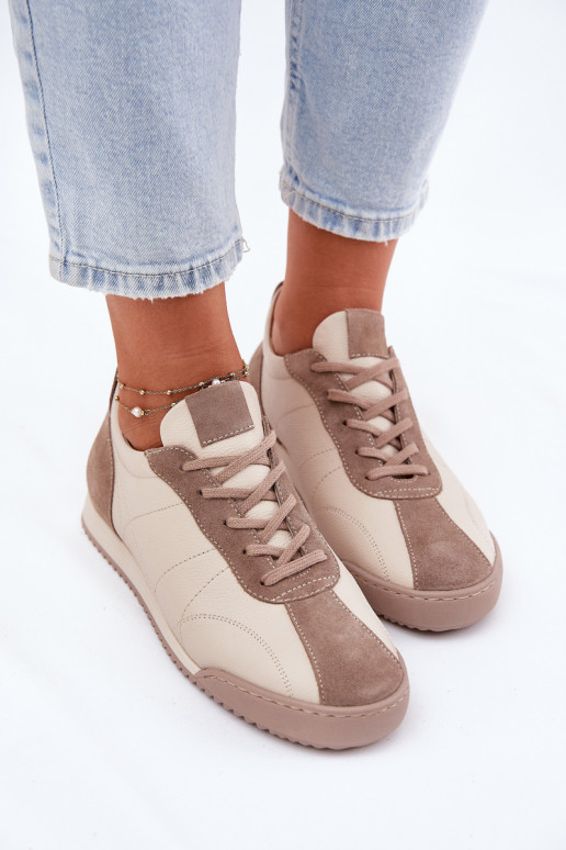 Leer sportschoenen Dames Laura Messi 2935 beige Leer sportschoenen Dames Laura Messi 2935 beige