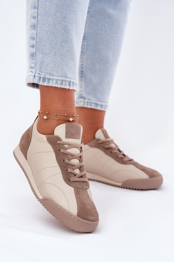 Leer sportschoenen Dames Laura Messi 2935 beige 2