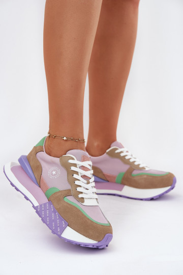 aus INildleder Sneakers Stilvollllschuhe Feminin mit einer Plattform Big Star RR274815 HI-POLY SYSTEM pinke Farbe 2