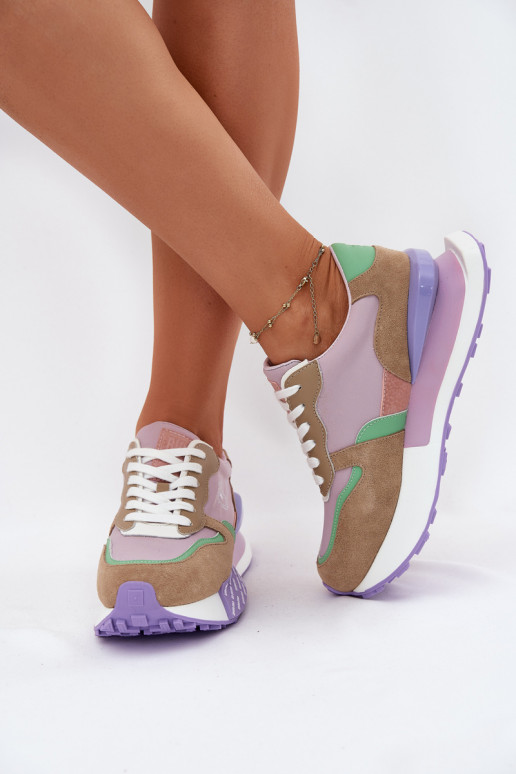 en daim Chaussures modèle baskets Féminin avec une plateforme Big Star RR274815 HI-POLY SYSTEM couleur rose