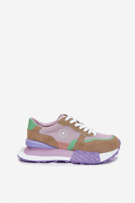 en daim Chaussures modèle baskets Féminin avec une plateforme Big Star RR274815 HI-POLY SYSTEM couleur rose