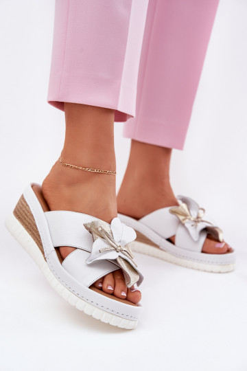 Leren pantoffels Dames Op de INig Met sierlijk Een bloem Artiker 52C0537 Initte kleur