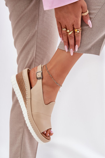 Sandales pour femmes Peau Sur un coin Artiker 56C0919 beige