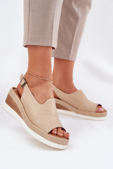 Dames sandalen Leer Op de INig Artiker 56C0919 beige 2