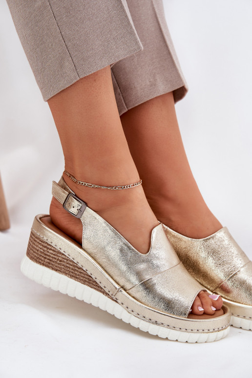 Sandales pour femmes Peau Sur un coin Artiker 56C0920 couleur dorée Sandales pour femmes Peau Sur un coin Artiker 56C0920 couleur dorée