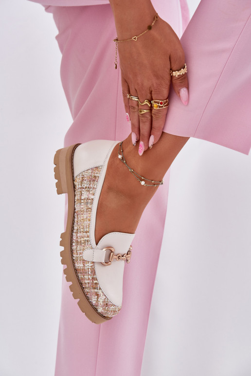 Peau mocassins pour femmes Ze couleur doréem Detalem Laura Messi 2938 couleur ivoire Peau mocassins pour femmes Ze couleur doréem Detalem Laura Messi 2938 couleur ivoire