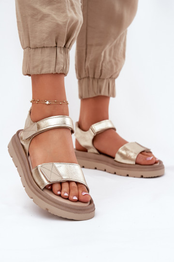 Dames sandalen Dames met platform Zazoo 40443 gouden kleur 2