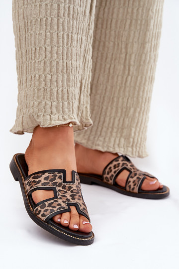 Leer gelijk aan Slippers met luipaardbontpatronen Zazoo 40383 zInart