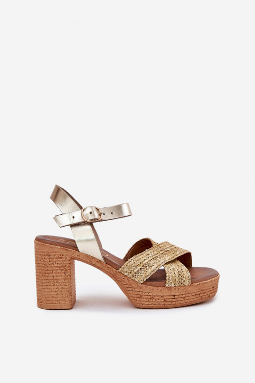 Sandales à talons pour femmes Avec tresse À Paskach Zazoo 40460 couleur dorée Sandales à talons pour femmes Avec tresse À Paskach Zazoo 40460 couleur dorée