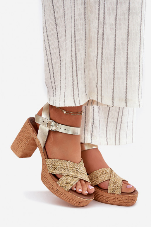 Sandales à talons pour femmes Avec tresse À Paskach Zazoo 40460 couleur dorée Sandales à talons pour femmes Avec tresse À Paskach Zazoo 40460 couleur dorée