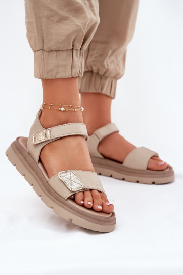 Damensandalen Feminin mit einer Plattform Zazoo 40443 Beige 2