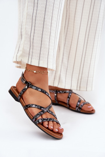 Schwarze flache Damen-Sandalen Tai Turiciejka 06635-05 2