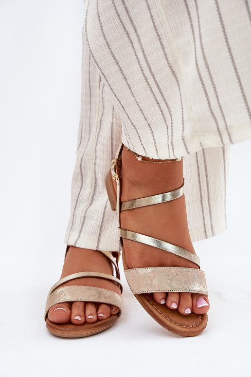 Dames sandalen Dames met brede hakken Het heeftciejka 06966-25 gouden kleur Dames sandalen Dames met brede hakken Het heeftciejka 06966-25 gouden kleur