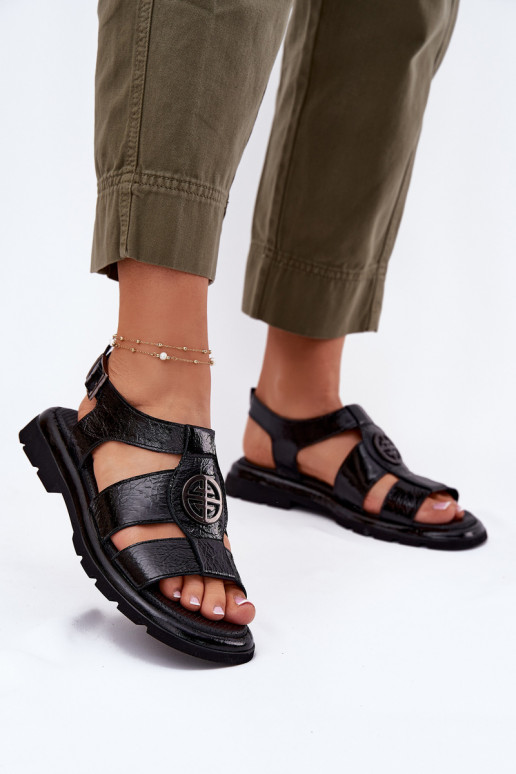 Damensandalen Feminin mit Lackeffekt Mit Dekorationen Detalem Artiker 56C0691 schZuarze Farbe Damensandalen Feminin mit Lackeffekt Mit Dekorationen Detalem Artiker 56C0691 schZuarze Farbe