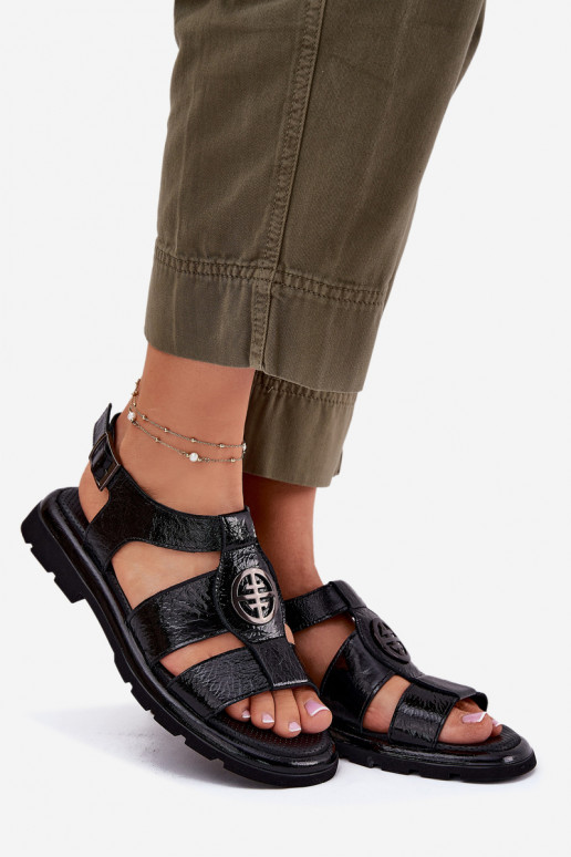 Damensandalen Feminin mit Lackeffekt Mit Dekorationen Detalem Artiker 56C0691 schZuarze Farbe Damensandalen Feminin mit Lackeffekt Mit Dekorationen Detalem Artiker 56C0691 schZuarze Farbe