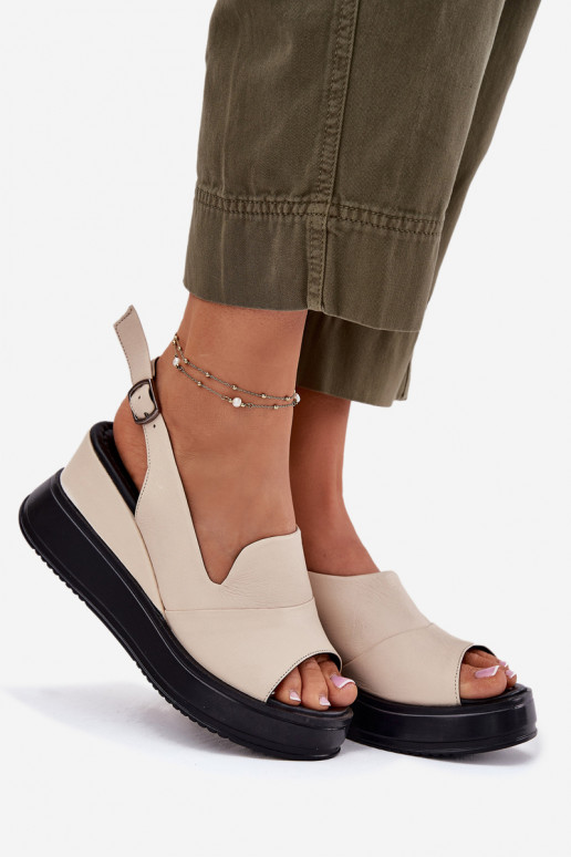 Leer Dames Platform sandalen Artiker 54C0401 beige Leer Dames Platform sandalen Artiker 54C0401 beige