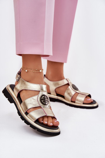 Dames sandalen Dames met lakeffect Met sierlijk Detalem Artiker 56C0689 gouden kleur