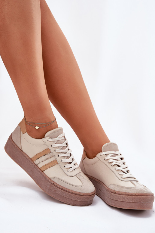 Haut Sneakers Stilvollllschuhe Feminin mit einer Plattform Zazoo N1234 Beige Haut Sneakers Stilvollllschuhe Feminin mit einer Plattform Zazoo N1234 Beige