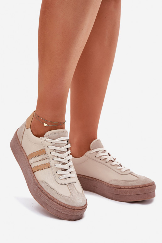 Haut Sneakers Stilvollllschuhe Feminin mit einer Plattform Zazoo N1234 Beige Haut Sneakers Stilvollllschuhe Feminin mit einer Plattform Zazoo N1234 Beige