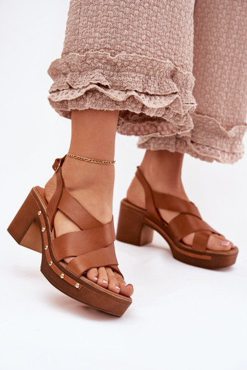 Sandales à talons pour femmes Zazoo 1081 couleur marron