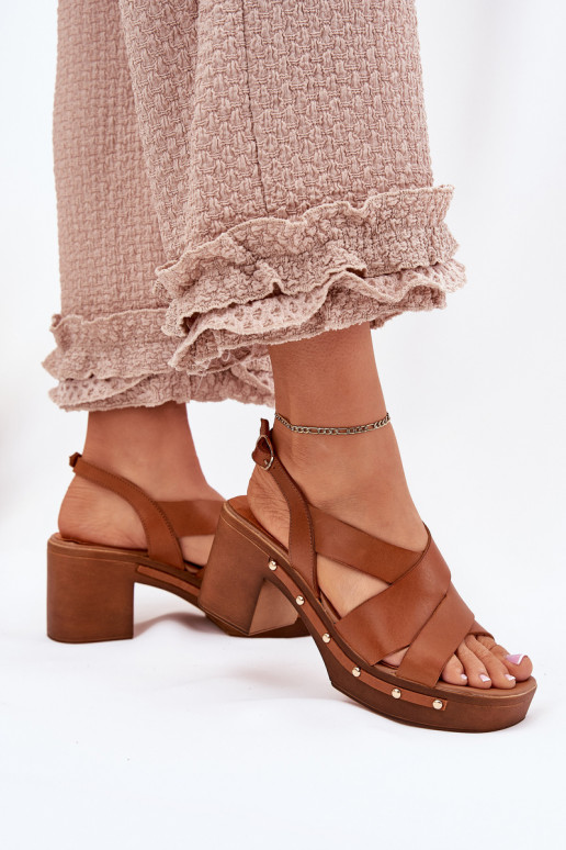 Damensandalen mit Absatz Zazoo 1081 braune Farbe Damensandalen mit Absatz Zazoo 1081 braune Farbe