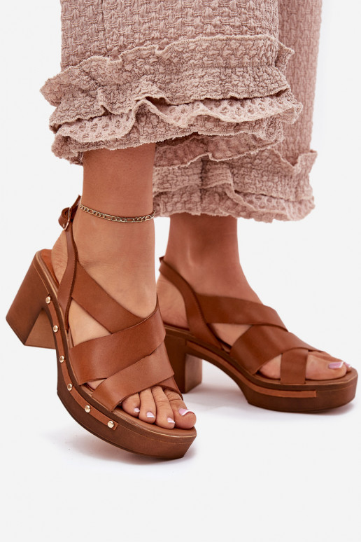 Damensandalen mit Absatz Zazoo 1081 braune Farbe Damensandalen mit Absatz Zazoo 1081 braune Farbe